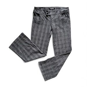 Y2K Plaid Flare Leg Low Rise Pants Skater Metallic Flap Pockets